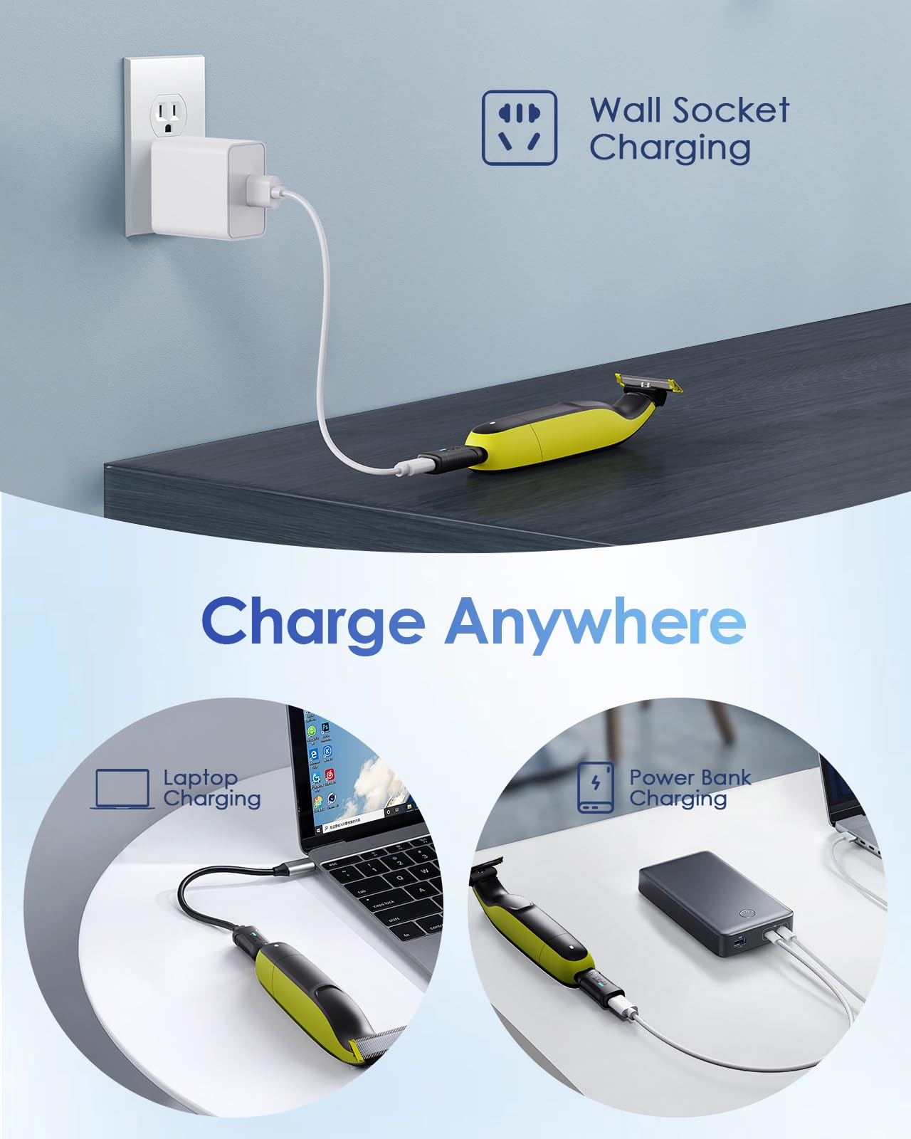 15V Type-C Shaver Adapter Charging Converter for Philips Oneblade QP6530/QP6520/QP6620/QP6510 Shaver Series, HQ8505 USB-C Electric Razor Power Adapter (1 PC)