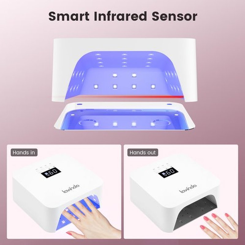 Lavinda UV Light for Gel Nails, Professional UV LED Nail Lamp 2X Faster Curing Nail Dryer Nail Light Compatible with All Gel Types for Home Salon (NovaGlow White)