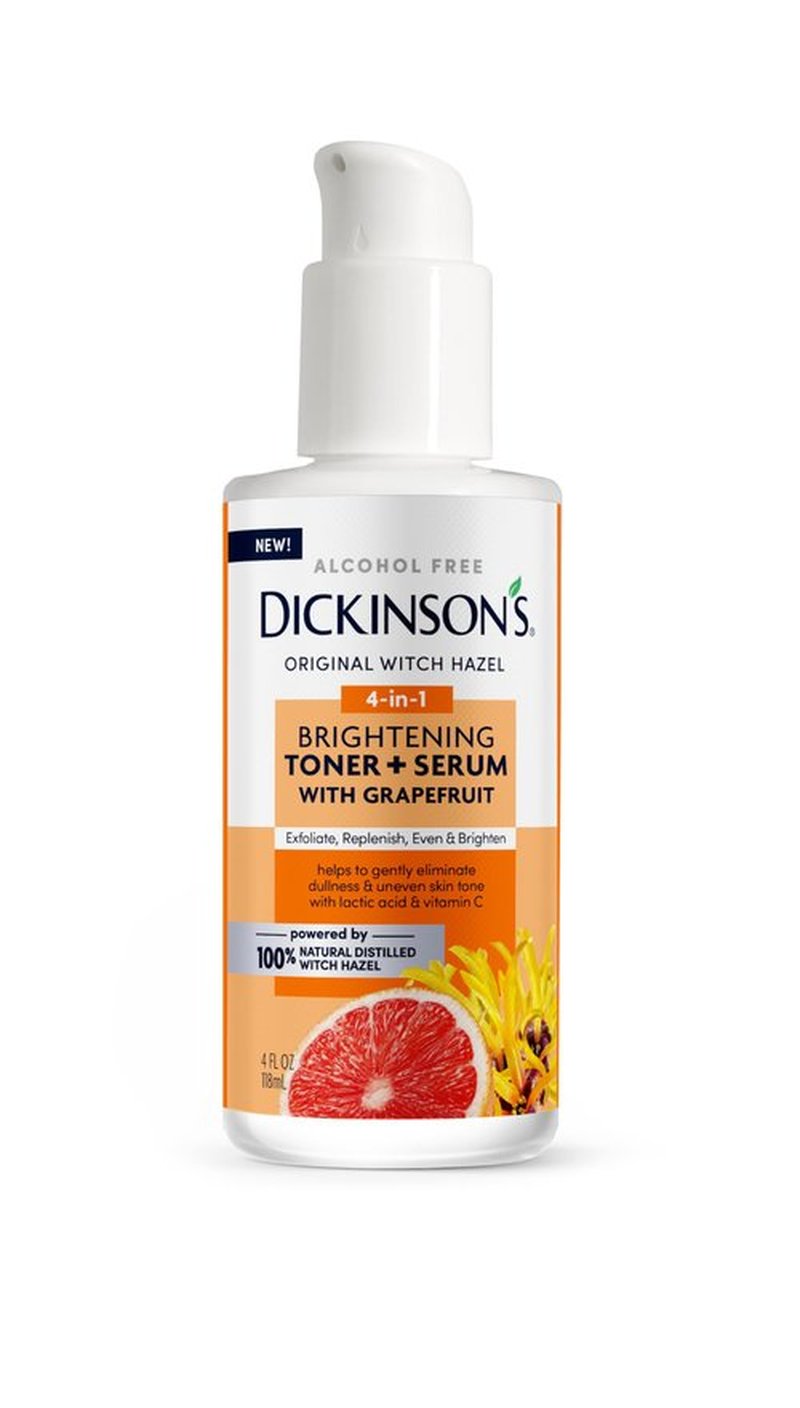 Dickinson's Original Witch Hazel Brightening Toner + Serum with Grapefruit | 100% Natural Distilled Witch Hazel | Alcohol-Free | Gently Exfoliates & Tones Skin | Refines Pores| 4 Fl Oz