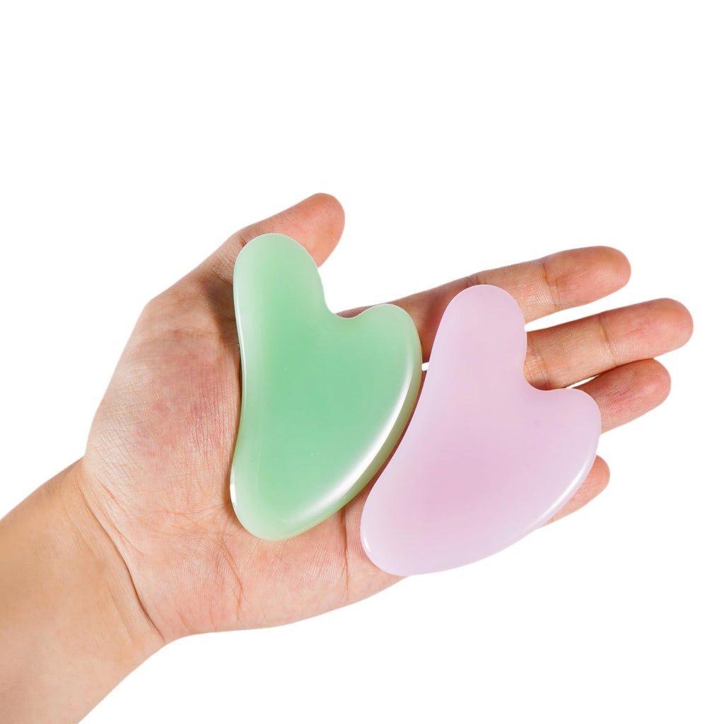 2pcs face gua sha Board Set, gua sha Jade Manual Massage Stick for face and Body, for Sculpting jaw line and eliminating Puffiness Relieving Tension Redness Daily Skincare, Men Women self Care Gifts