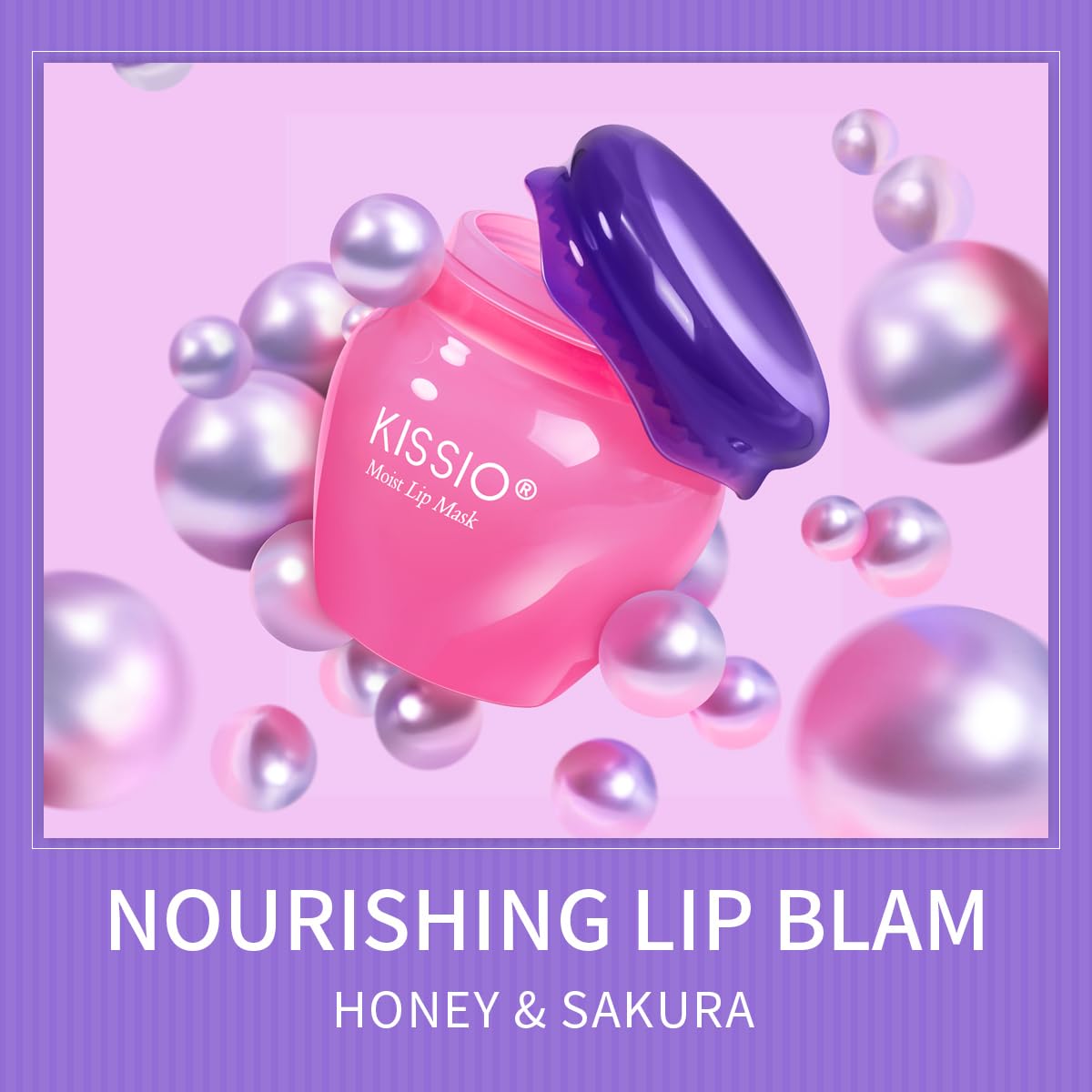 KISSIO Lip Mask,Honey and Cherry Lips Mask Set,Repair Lips Day and Night,Plant Extract,Moisturize Overnight,Hydrating Lip Balm(2 pcs)