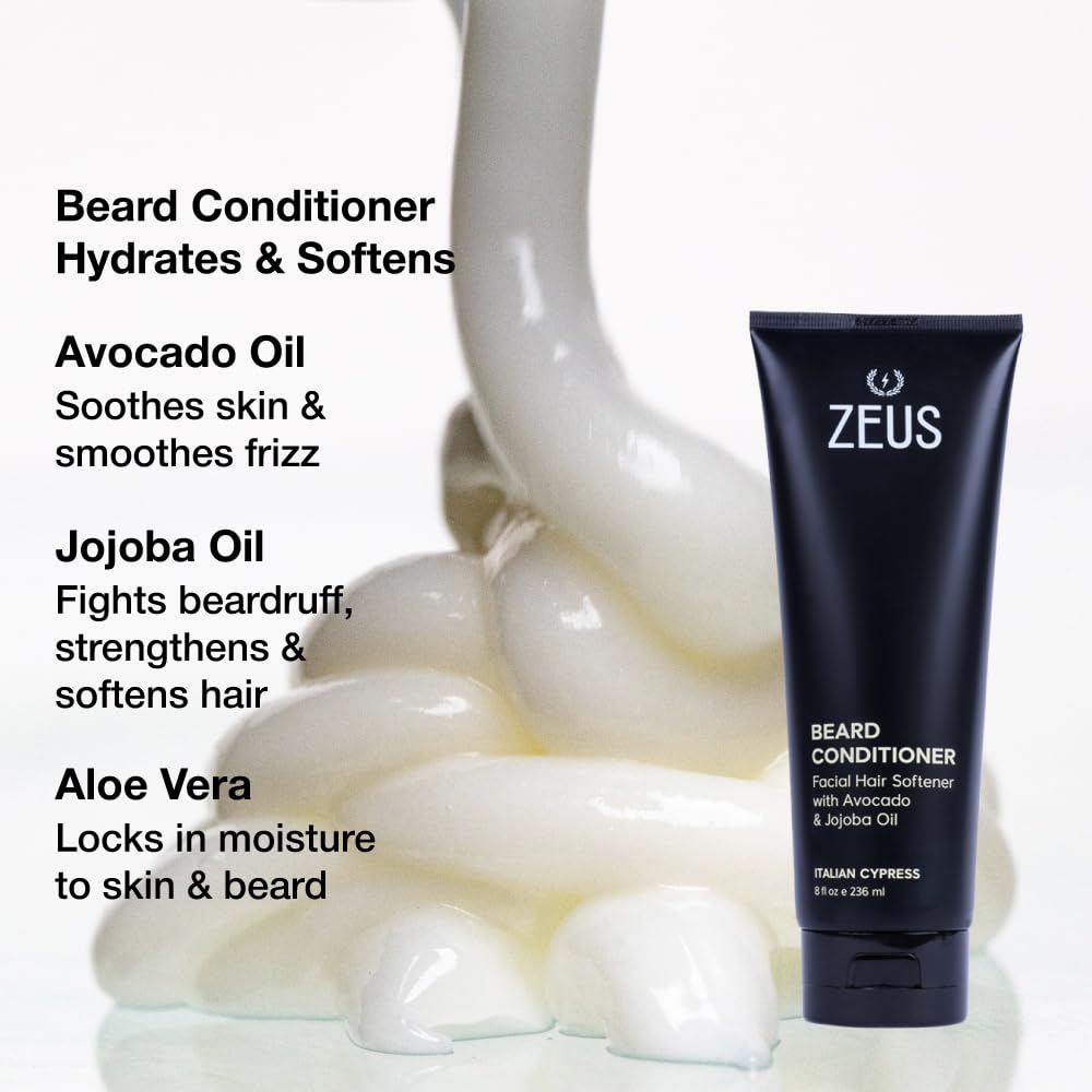 ZEUS Deluxe Beard Care Kit for Men with Natural Beard Oil (Verbena Lime)