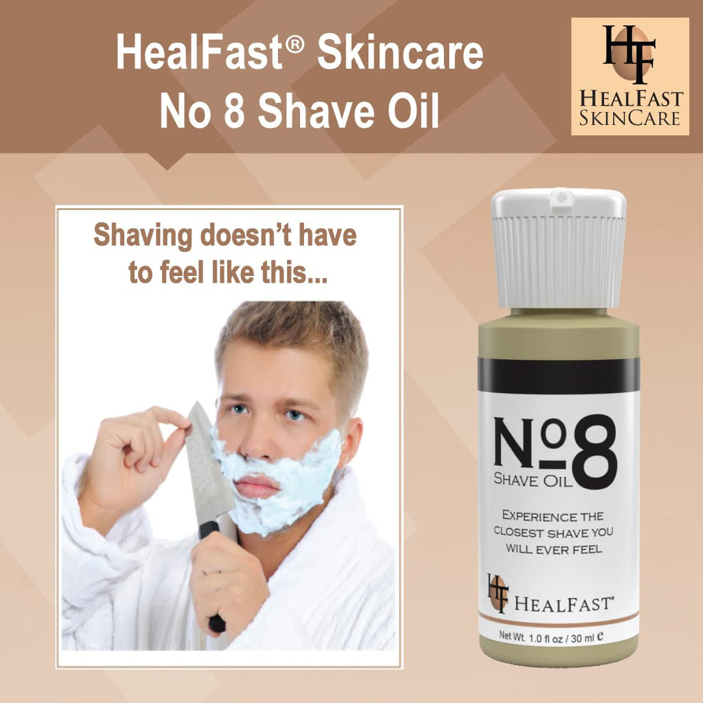 HealFast No. 8 Shave Oil, 1 oz, Premium Shaving Oil for Men & Women, Helps Prevent Razor Burn, Razor Drag & Ingrown Hairs, Softens Hair and Cleanses Pores, Pre & Post Shave