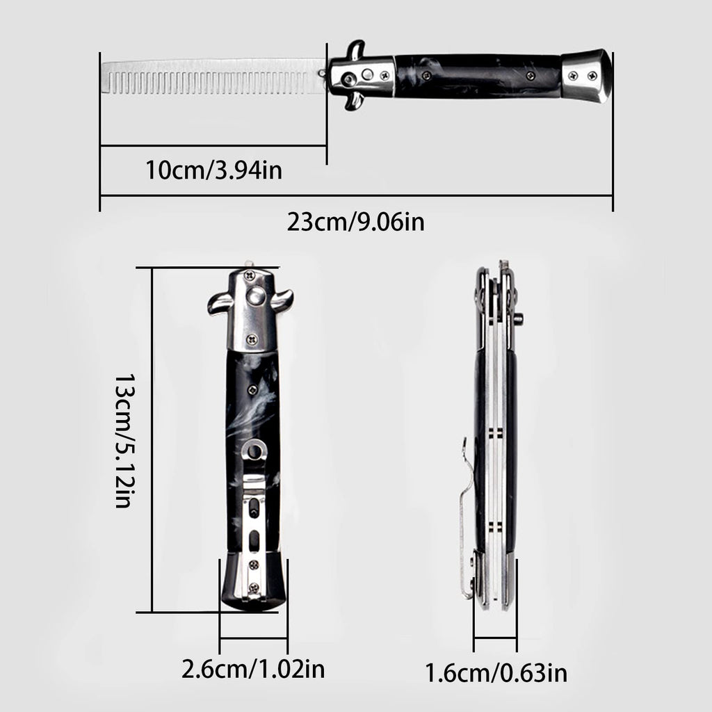 Folding Pocket Comb, Stainless Steel Beard Comb for Men, Switchblade Fine Tooth Mustache Combs Designed for Hair Salon Beauty Tool (Black)