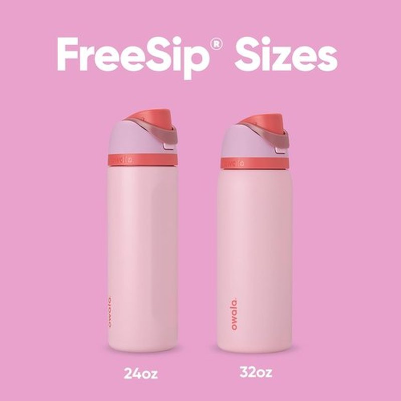 Owala FreeSip Insulated Stainless Steel Water Bottle - BPA-Free, 24 oz, Pink | Perfect for Sports & Travel