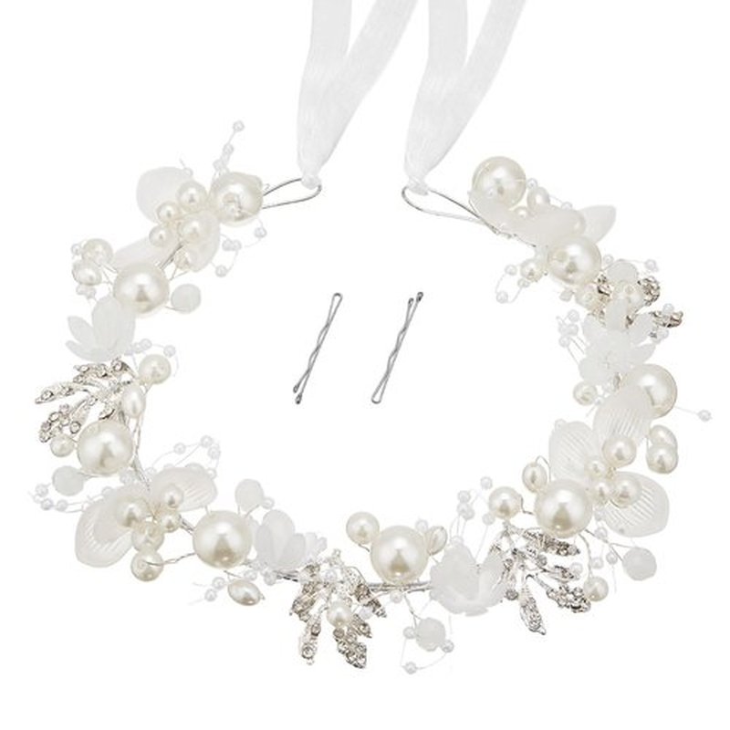 QIUTIMIY Flower Girl Hair Accessory,Princess Headpiece for Bridal Wedding,first communion pearl headpiece for girls Women,Style8