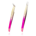 2 PCS Double Ended Nail Art Tweezers, Stainless Steel Straight and Curved Tip Tweezers with Silicone Pressing Head for Eyelash Extensions,DIY Crafts, Nail Art, Scrapbooking,Jewelry Making