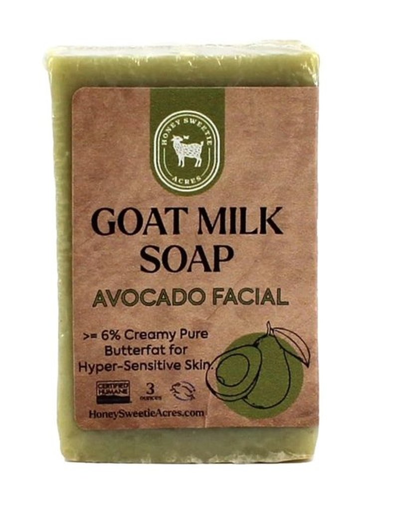 Honey Sweetie Acres Avocado & Goat Milk Facial Cleansing Bar - All-Natural, Moisturizing 3 Oz - Eco-Friendly, Handcrafted in USA