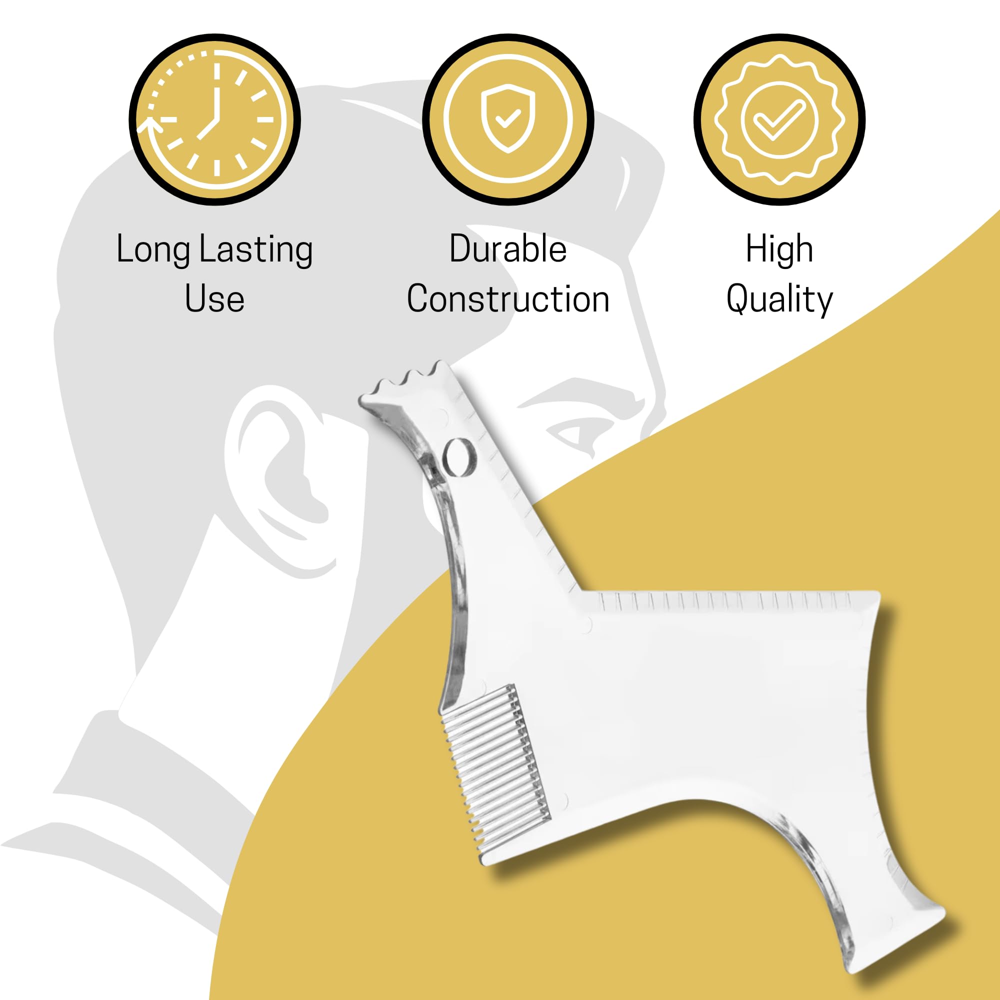 Beard Shaper for Men Beard Lineup Tool for Grooming Beard Guide Shaping Tool for Straight & Curve Cut Barber Tools Goatee Shaper Beard Template for Men to Style Facial Hair