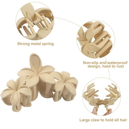 Large Flower Hair Clips for Women, Flower Hair Claw Clips for Thick Hair, Nonslip Hawaiian Hair clips, Cute Jaw Clips, Hair Accessories (dusty pink, light brown, light green, brick red)