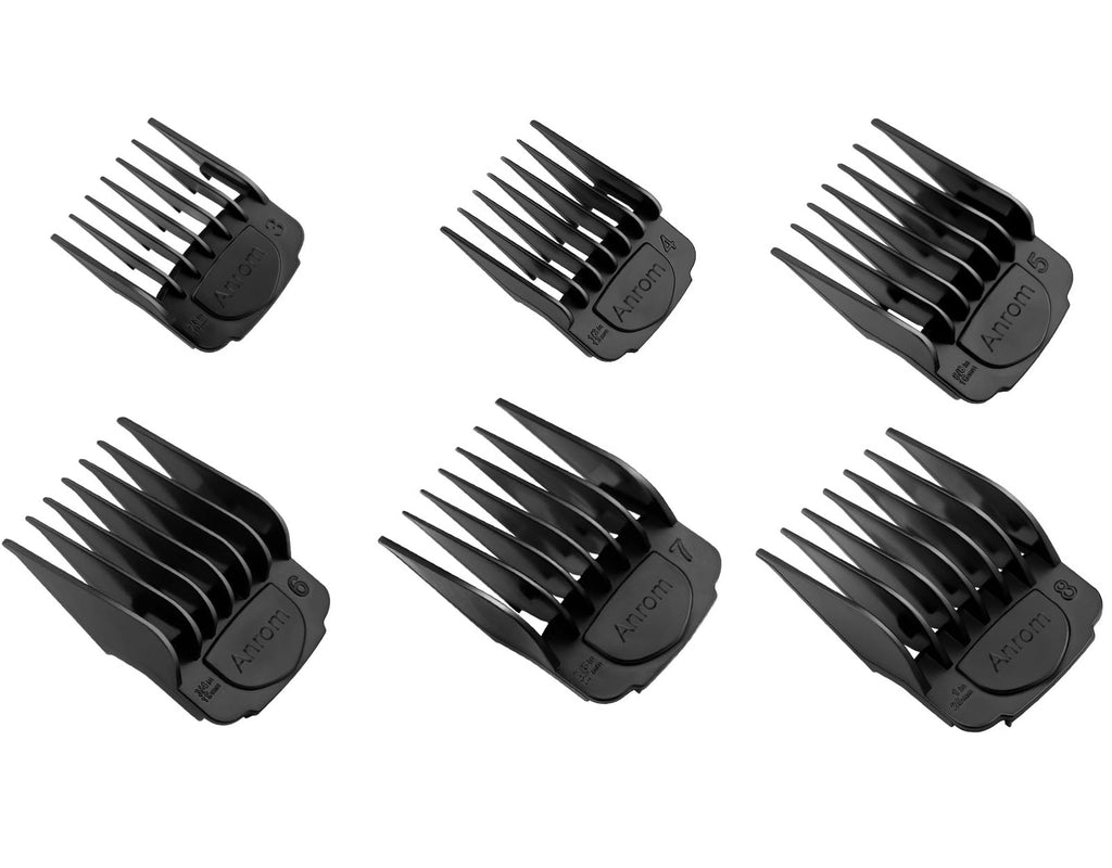 Anrom Magnetic Clipper Guards for Wahl Clippers with Magnetic Clip Professional Hair Clipper Guards Cutting Guides - length from 3/8'', 1/2'', 5/8'', 3/4'', 7/8'', 1'', 5 Pack