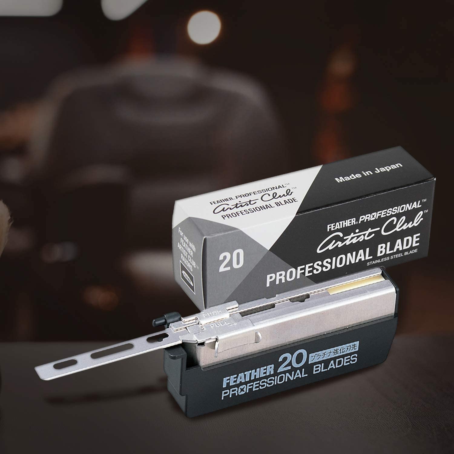 Feather Artist Club Professional Razor Blades - Single Straight Edge Replacement Blades for Full-Face Shaving, Beard Edging & Line-Ups - For Barbers & Men's Grooming - Made in Japan (3 Packs of 20)