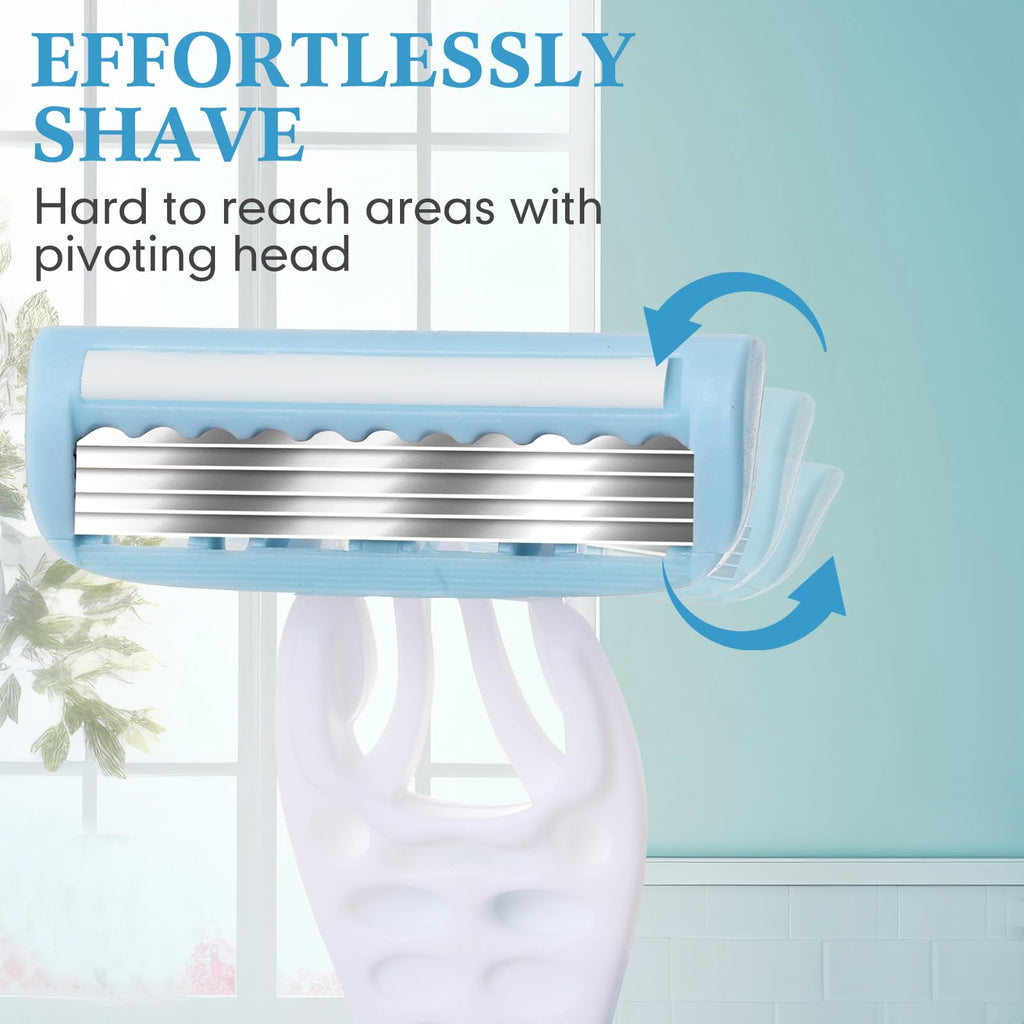 Leriton 24 Pcs Women Disposable Razors Bulk 5 Blade for Sensitive Skin Individually Packaged Shaving Razors for Hotel Spa Travel Daily