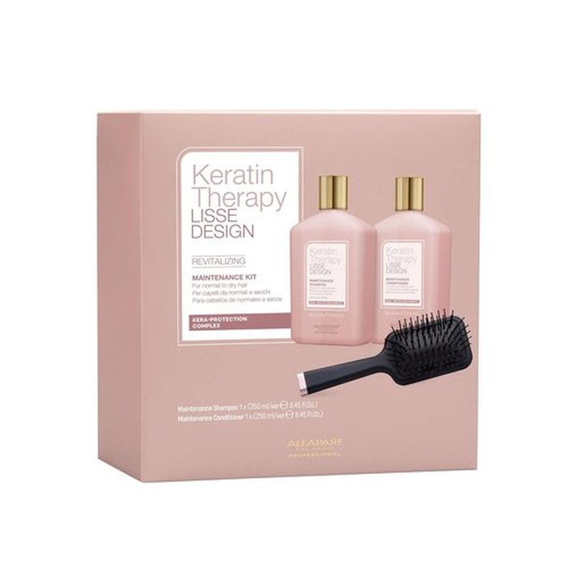 Alfaparf Milano Keratin Therapy Shampoo & Conditioner Set - Revitalizing Formula for Damaged Hair - Adds Shine & Softness