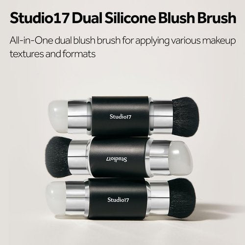 STUDIO17 Dual Ended Silicone Tip Blush Brush - Skin-Friendly Makeup Tool for Contouring & Blush Application