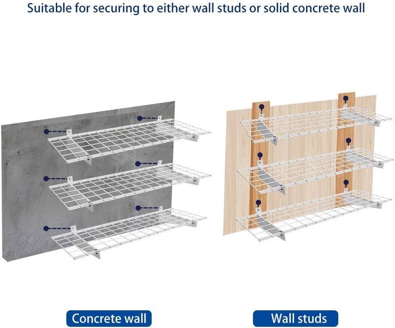 Ultrawall Heavy-Duty Garage Wall Shelving - 2-Pack 2x4ft Floating Shelves | Max Load 400lb, White