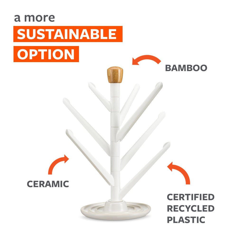 Full Circle Branch Out, Upright Kitchen Drying Rack, Ceramic Base, Perfect for Bottles, Dishcloths, and Bags