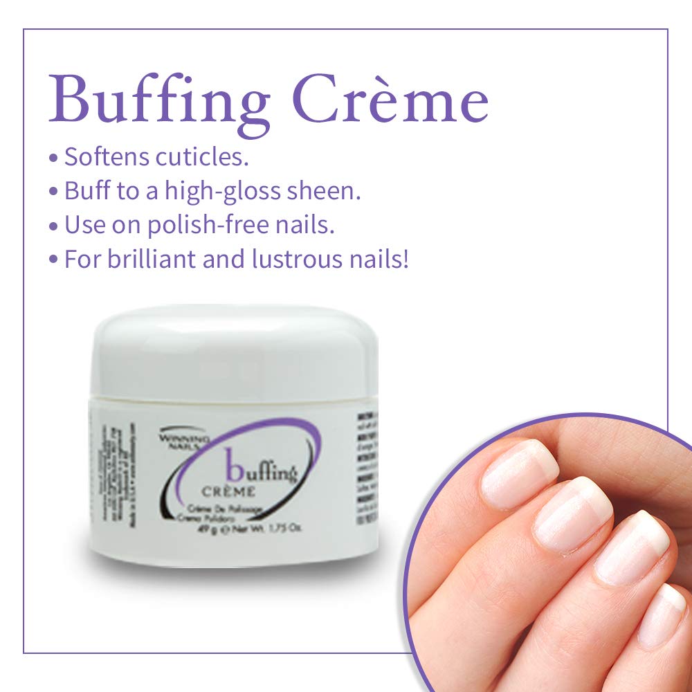 Winning Nails Chamois Buffer And Buffing Cream | Buff And Shine Dull Nails While Softening Cuticles | Assists With Fill And Repair Lines | 1.75 Oz. Set