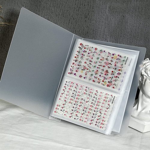 Nail Art Sticker Storage Book 2 Pack(160 Slots), Plastic Sticker Organizer Nail Decals Holder Collecting Album for Sticker Displaying