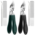 6 Pcs Eagle Beak Nail Clippers Set, Eagle Beak Beveled Angled Nail Clipper Wide Jaw Opening Anti-Splash Slanted Edge Nail Clippers for Thick Nails, Ingrown Toenails(Green&Black)