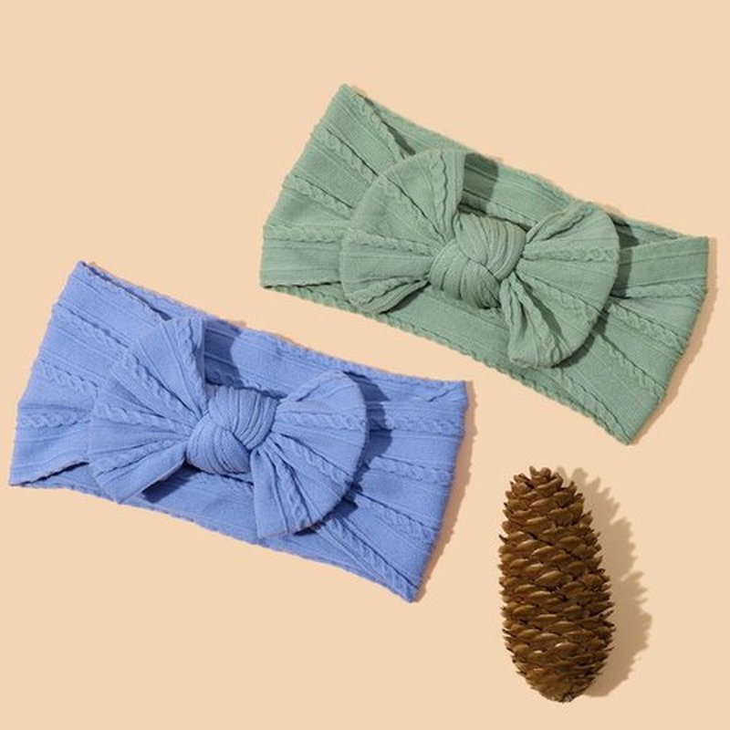 GTTUKK Baby Girl Headbands Nylon Stretchy Hair Bows - Soft Jacquard Knit Infant Hairbands for Newborn Toddler, Non-Marking Textured Accessories for Photography Gift