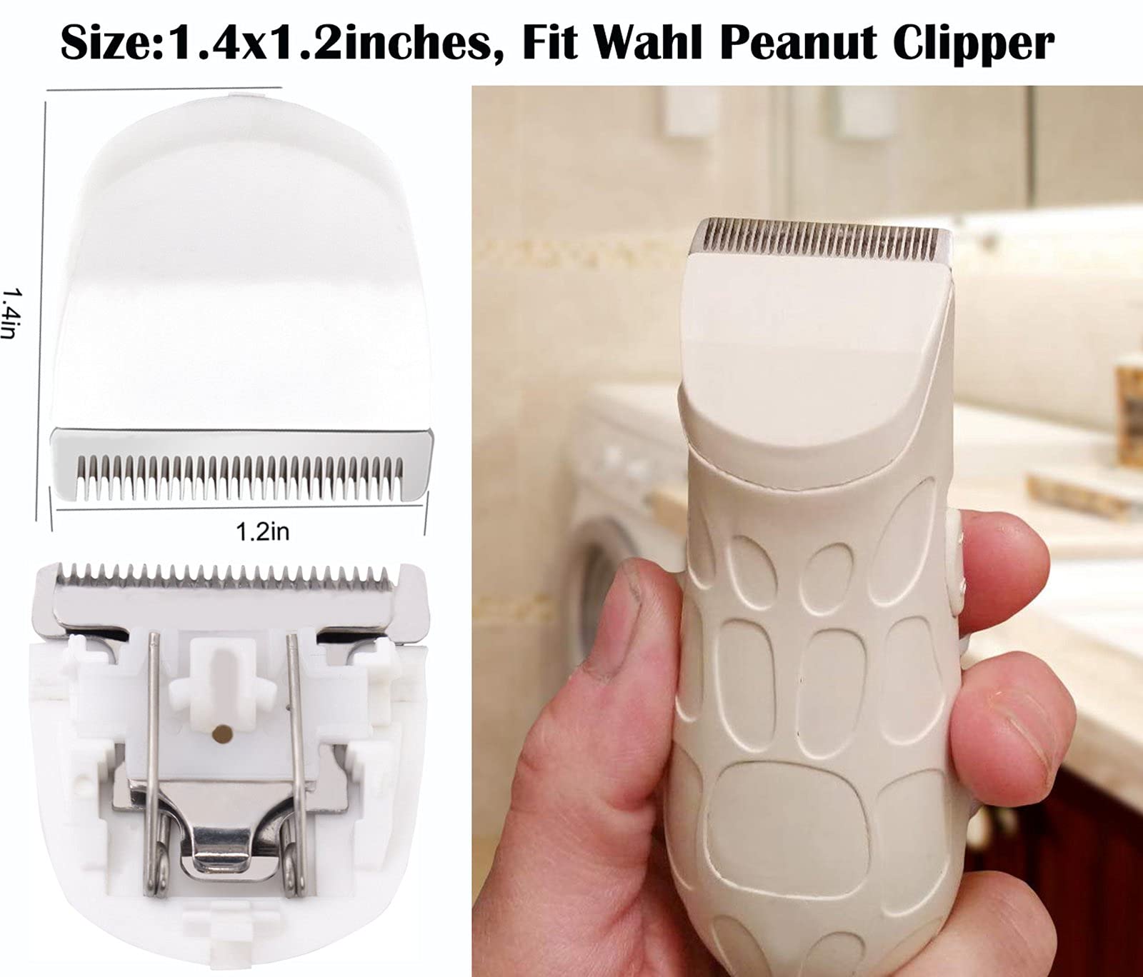 2 Pack Professional Peanut Clipper/Trimmer Snap On Replacement Blades #2068-300 - Compatible with Wahl Peanut Hair Clipper/Trimmer, White