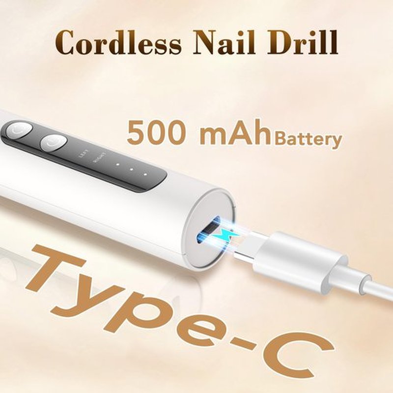 DOCOCO Electric Nail Drill, 35000RPM Electric Nail File with 3 Adjustable Speeds, Rechargeable Efile Set for Acrylic Gel Nails, Nail Dremel Tool for Women, Salon, Home