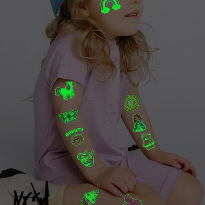 CHARLENT 408 PCS Individually Wrapped Luminous Temporary Tattoos for Kids - Glow in The Dark Mixed Tattoos for Kids Birthday Party Favors Goodie Bag Fillers