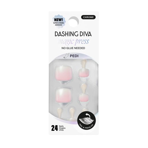 Dashing Diva Magic Press Pedicure Set - Cupids Bow - Press On Nails - Long Lasting Gel - Lasts Up to 10 Days - Summer Gel Set - 4-Piece Pedicure Kit with 24 Nails