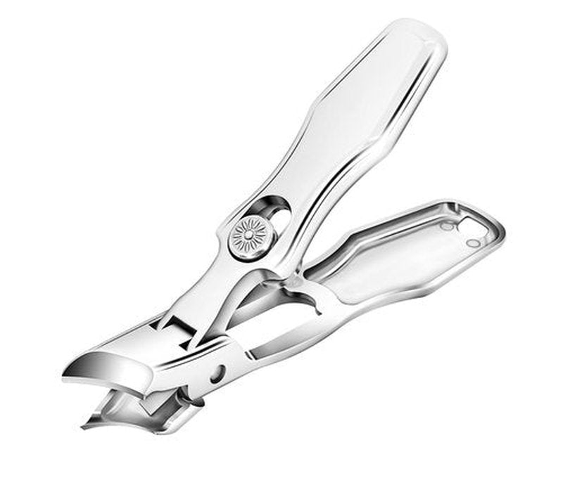 Premium Silver Anti-Splash Stainless Steel Safety Lock Nail Clipper with Catcher for Fingernails and Toenails (Slanted Edge)