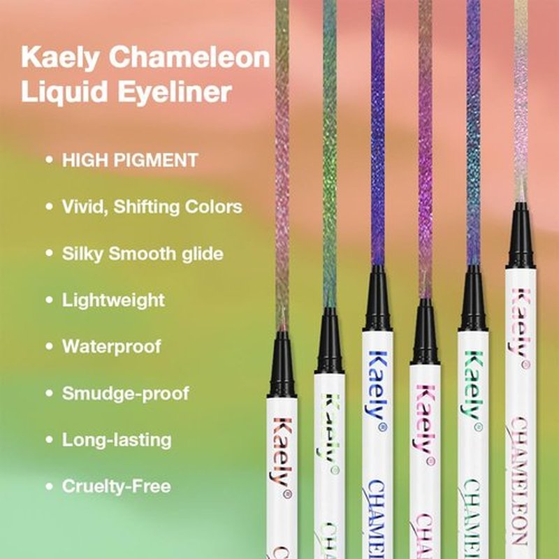 Kaely Chameleon Liquid Eyeliner - Glitter Metallic Chrome, Waterproof & Smudge-Proof, 01 Flare