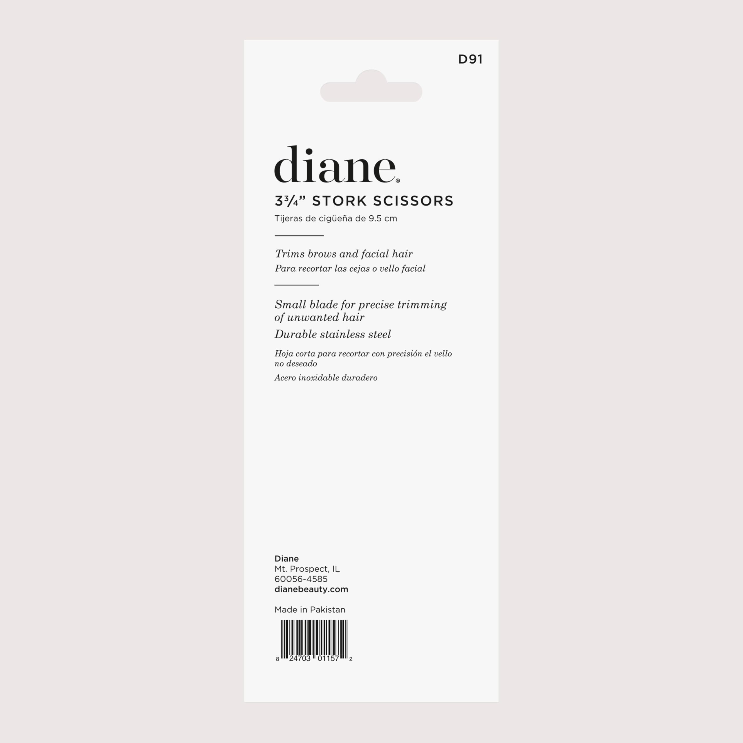 Diane Stainless Steel Stork Eyebrow Scissors, Precision Facial Hair & Brow Trimming Scissors for Women & Men, Sharp Ergonomic Beauty Grooming Scissors for Eyebrows, Mustache & Stray Hair Shears, 3.75"