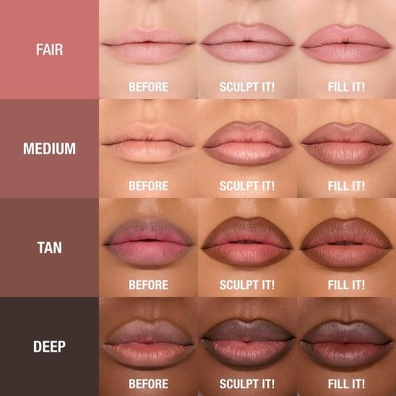 Charlotte Tilbury Lip Cheat Contour Duo - Dual-Sided Lip Liner Pencil to Sculpt & Fill for an Easy Contour Effect - Helps Prevent Lipstick Feathering - Fair