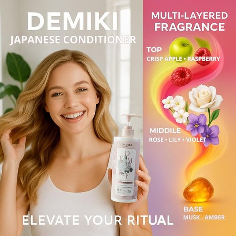 DEMIKI Japanese Conditioner Hair Care, Keratin Hair Treatment Hair Conditioner for Women, Color Safe, Deep Conditioner for Dry Damaged Hair, Frizz Ease, Sulfate-Free Anti-Dandruff 450ml 16oz