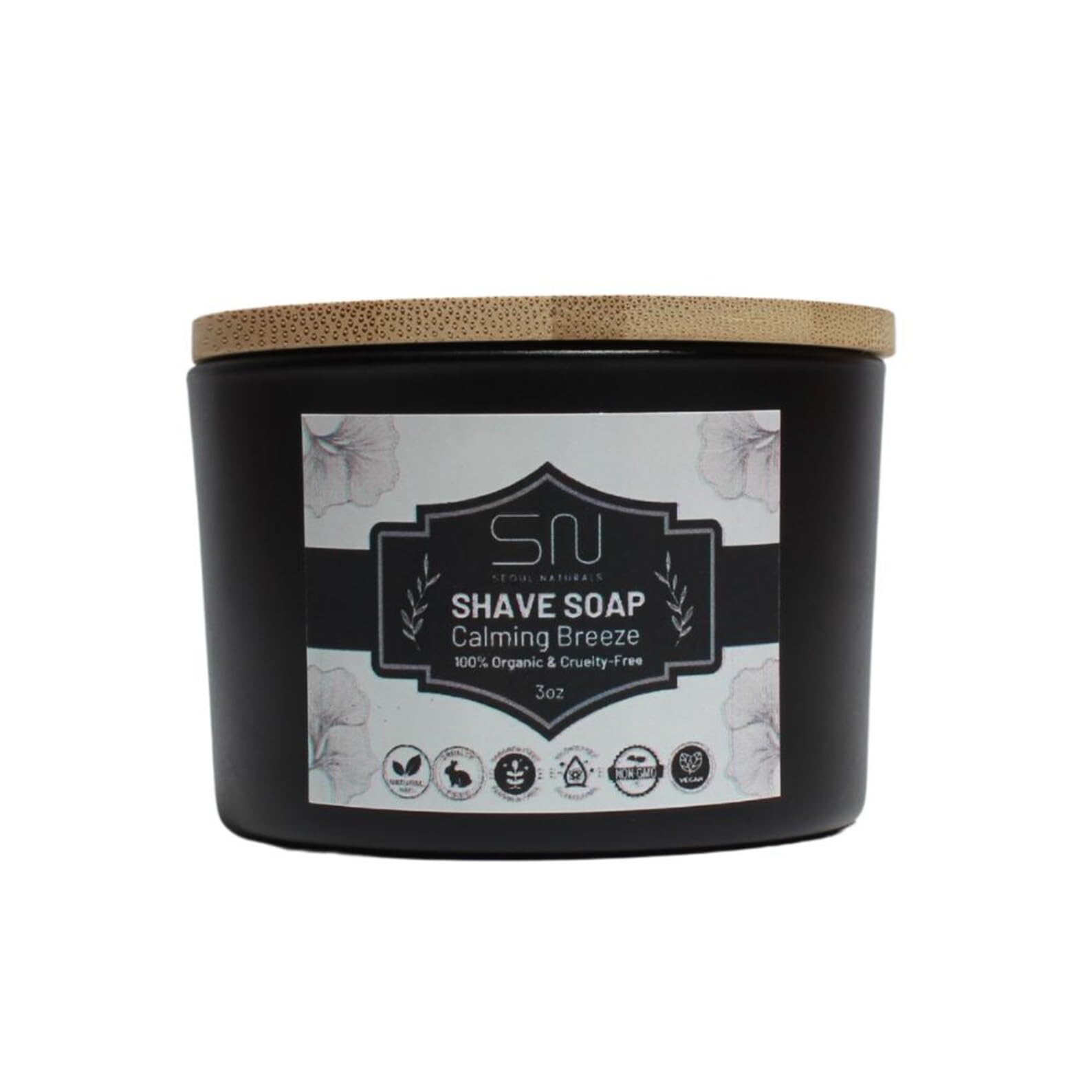 Seoul Naturals Organic Shave Soap Set with Barber Brush, Calming Breeze Scent, k beauty, 3 oz