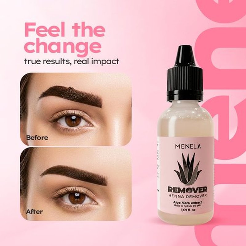 MENELA Eyebrow Henna Remover 30 ml with Aloe Vera Extract, Cosmetic Use, Designed to Help Remove Excess Henna and Maintain a Clean Eyebrow Shape