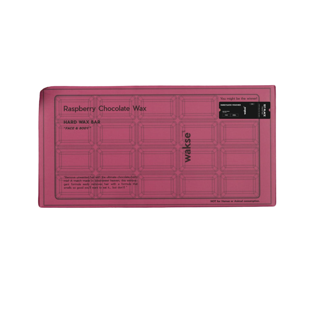 wakse Raspberry Chocolate Hard Wax Bar, For Face and Body Hair Removal, 8oz