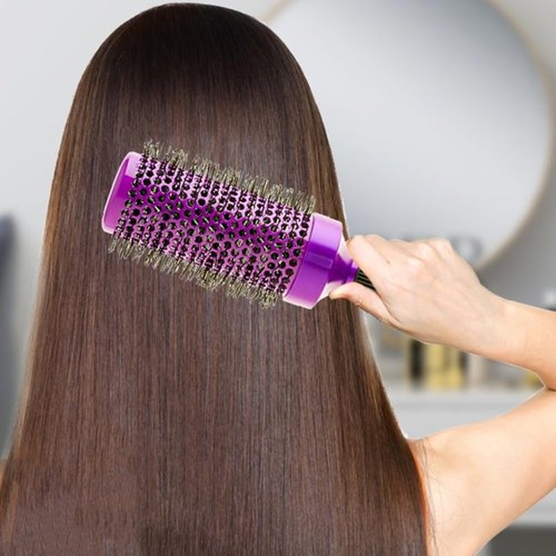 Aozzy 5pcs Blow-Drying Round Hair Brush Set - Ceramic, Boar Bristle Brush for Women - Thermal Barrel Brush Set, Styling & Roller Brush for Shiny, Smooth and Bouncy Hair