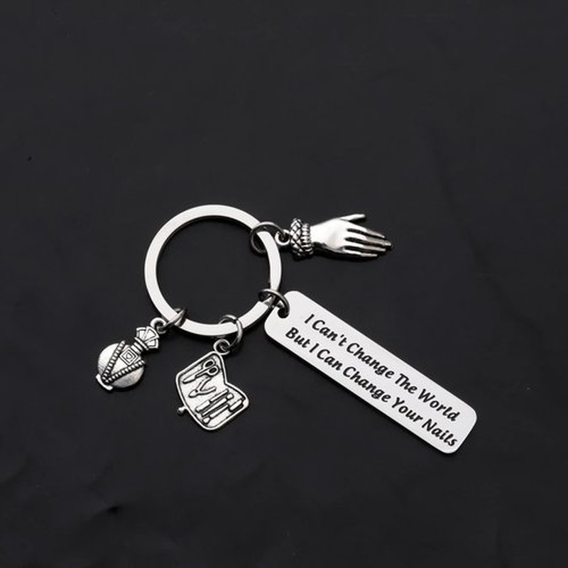 BLEOUK Nail Tech Keychain Manicurist Gift Nail Technician Gift Nail Lover Friend I Can Change Your Nails (Change Your Nails)