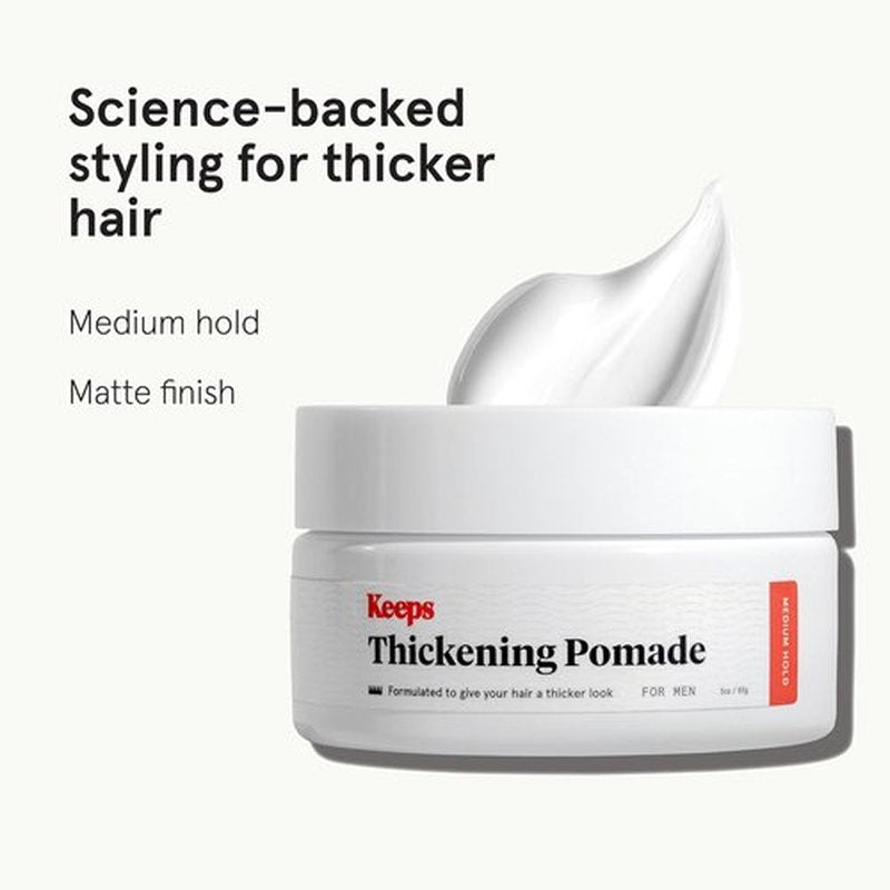 Keeps Thickening Pomade for Men - Medium Hold Matte Finish - Biotin Hair Styling - 3 Oz Travel Size
