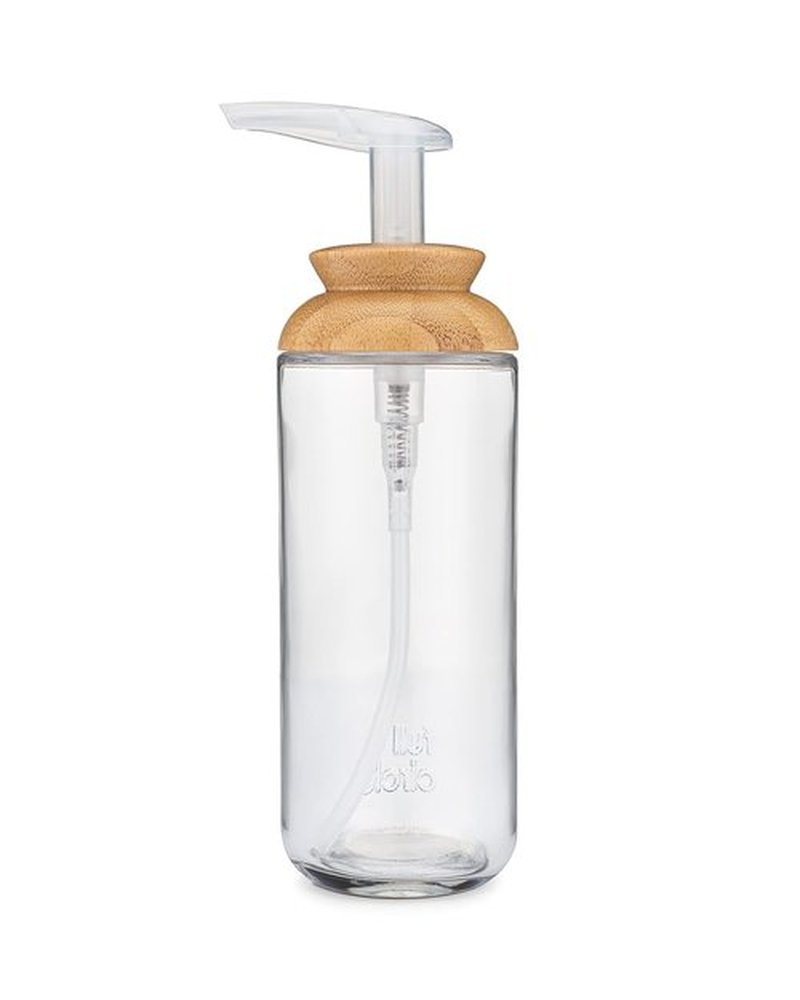 Full Circle Soap Opera Recycled Glass Soap & Lotion Dispenser - 12-Ounce Clear with Bamboo Lid