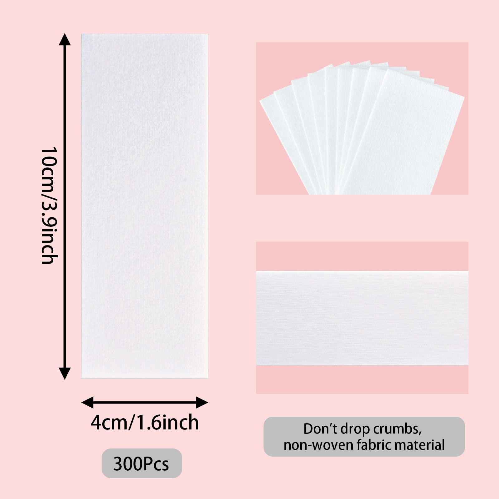 SEPGLITTER 300 Pcs Wax Strips for Hair Removal, 1.6 x 3.9 Inch Wax Paper