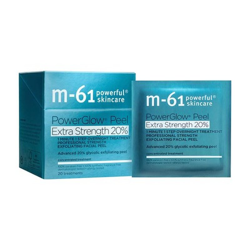 M-61 PowerGlow Peel - Extra Strength 20% Glycolic Acid Exfoliating Facial Peel | Intense Overnight Treatment