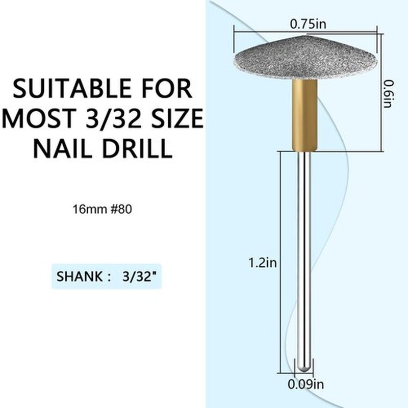 C12rtive Pedicure Drill Bit, Diamond Carbide Foot Nail Drill Bit,Stainless Steel Professional Pedicure Foot Calluses Sanding Polishing Bits for Cracked Skin Callus Removal for Home Salon & DIY(Medium)