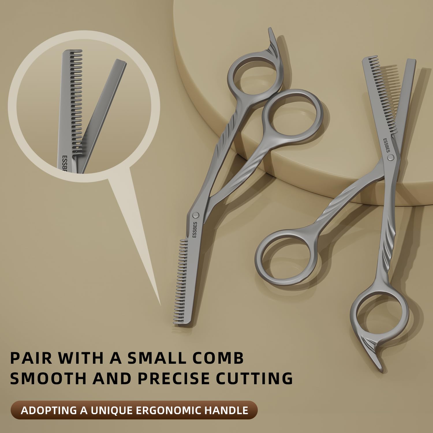 ESSBES Beard Scissors with comb small mustache trimming eyebrow grooming kit