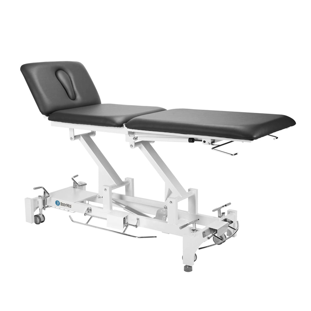 BodyMed 3 Section Hi-Lo Treatment Table, Black, 77 in. x 27 in. x 18–36 in. – Durable, Adjustable Physical Therapy Table – ADA Compliant – Bar Activated Elevation – Foam Padding & Vinyl Upholstery