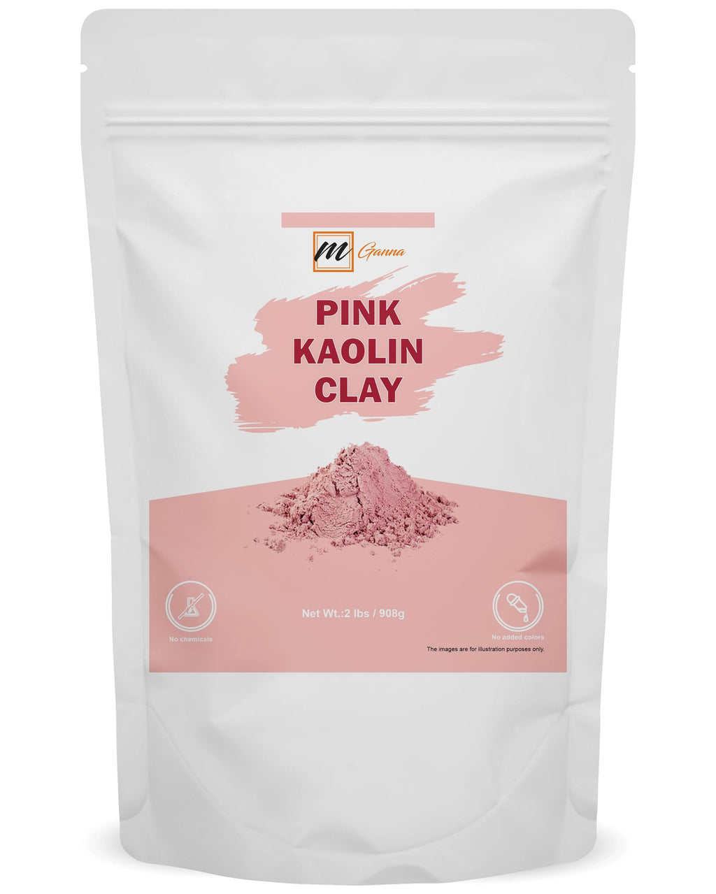 mGanna 100% Natural Rose Clay/Pink Kaolin Clay Powder (2 Pound) for Creams, Face Masks, and Soap Making 2 LBS / 908 GMS