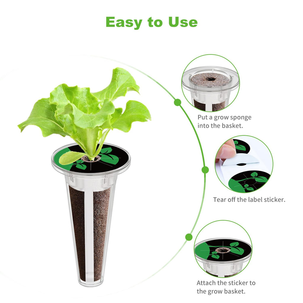 Oliz 50Pk Hydroponics Grow Baskets w/ 51 Pod Labels, Fits Most Systems