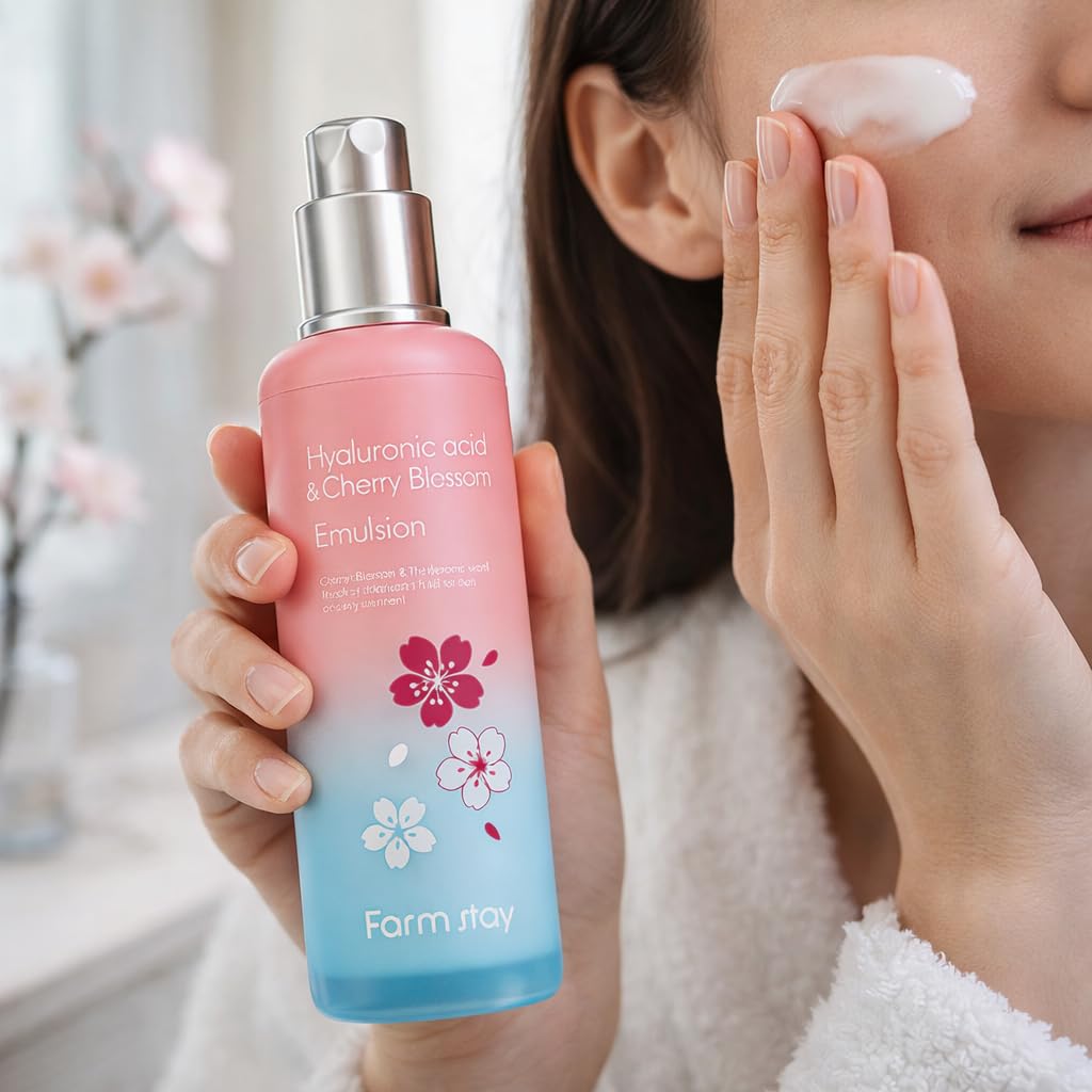 Farm Stay Hyaluronic Acid & Cherry Blossom Emulsion, Moisturizing Face Lotion, 120ml, 4.05 fl oz