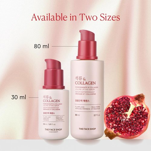 The Face Shop Pomegranate & Collagen Volume Lifting Serum - Helps Skin Look Firm & Supple - Reduces Fine Lines & Wrinkles - Improves Elasticity - Hydrating Lightweight Face Serum - Korean Skin Care